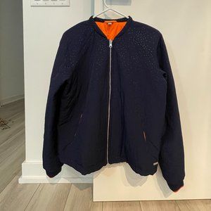 Reversible indigo/orange zipped sweater jacket (Bench, size small)